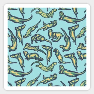 Playful Otters All Over Print Sticker
